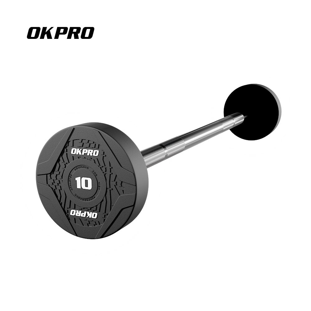 Штанги фиксированые обрезиненные набор 10-50 кг OKPRO OK3015 CPU шаг 5 кг (9 штанг), фото