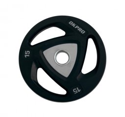 перепиши на Диск олимпийский полиуретановый 15 кг OKPRO OK2037 Серая вставка