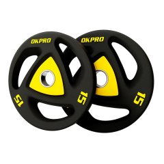 Диски олимпийские полиуретанове OKPRO OK2037А Цветная вставка