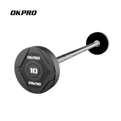 Штанги фиксированые полиуретанан набор 10-50 кг OKPRO OK3009B шаг 5 кг (9 штанг) прямая или изогнутая рукоятка